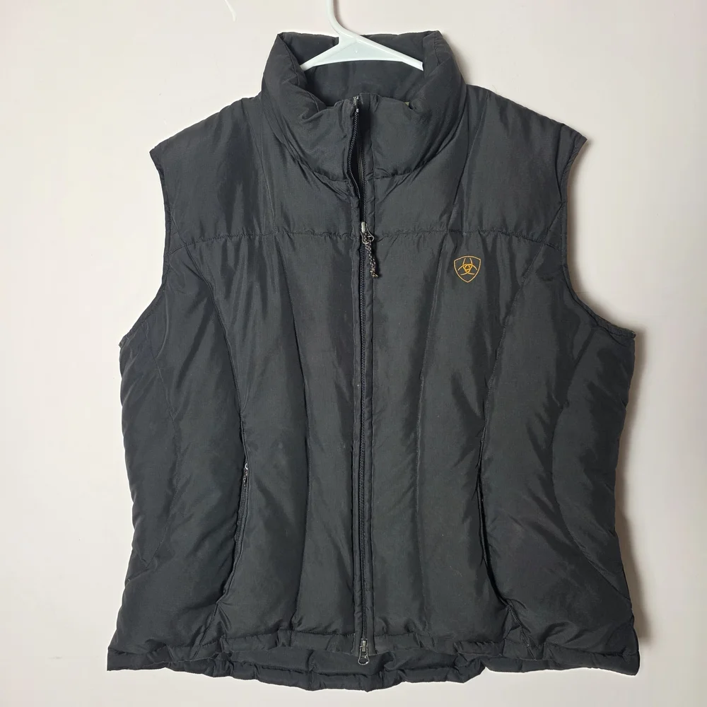 Ariat Goose Down Puffer Vest Black Full Zip Insulated Riding Equestrian Large - Picture 1 of 7